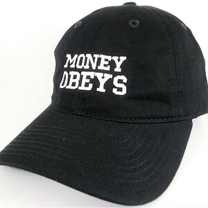 Money Obeys Black Baseball Cap Spiritual Embrodery Curved Bill Ball Cap